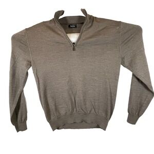 Neiman Marcus Men 100% Cashmere 1/4-Zip Sweater Brown Medium (M) Mock Neck